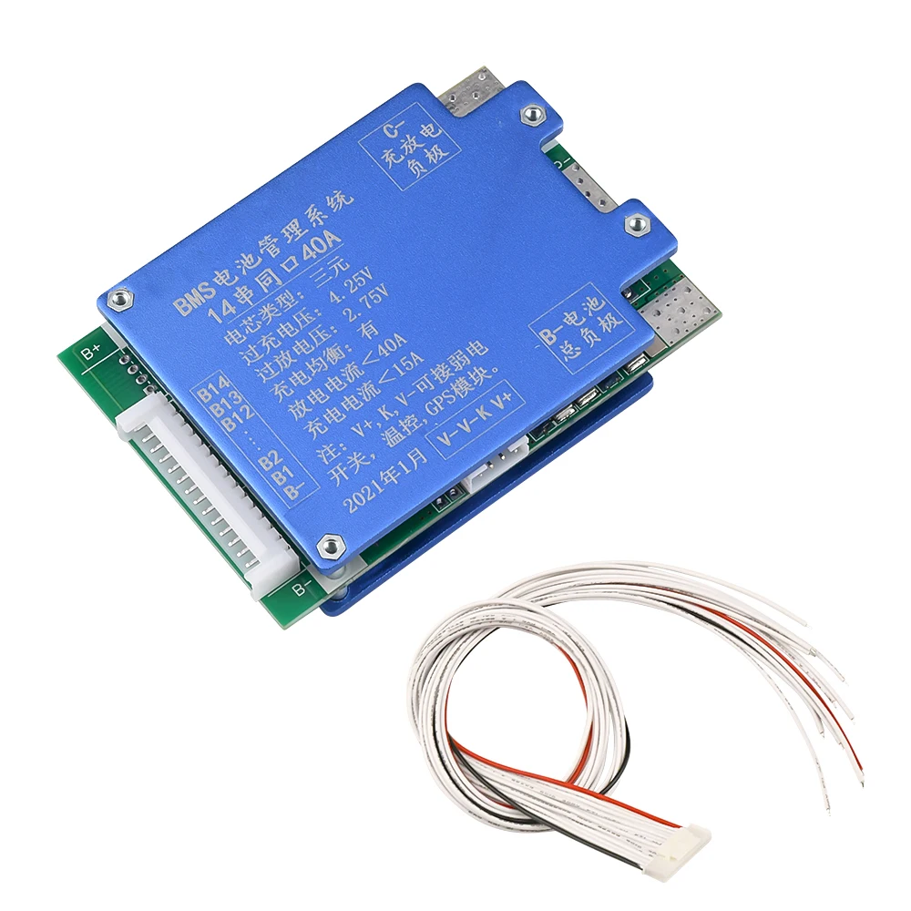 14S 40A 52V Ternary Lithium Battery Charging Protection Module Same Port Active Equalizer Board Smart BMS