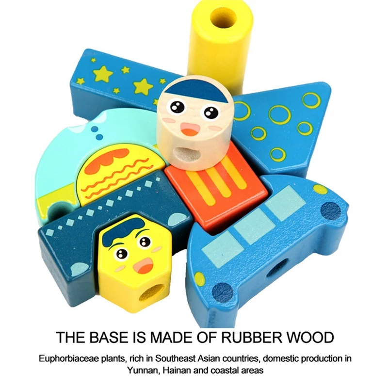 Bloques de construcción creativos de madera para niños, juguetes de sol y luna, pilar de día y noche, juego de bloques de construcción de madera