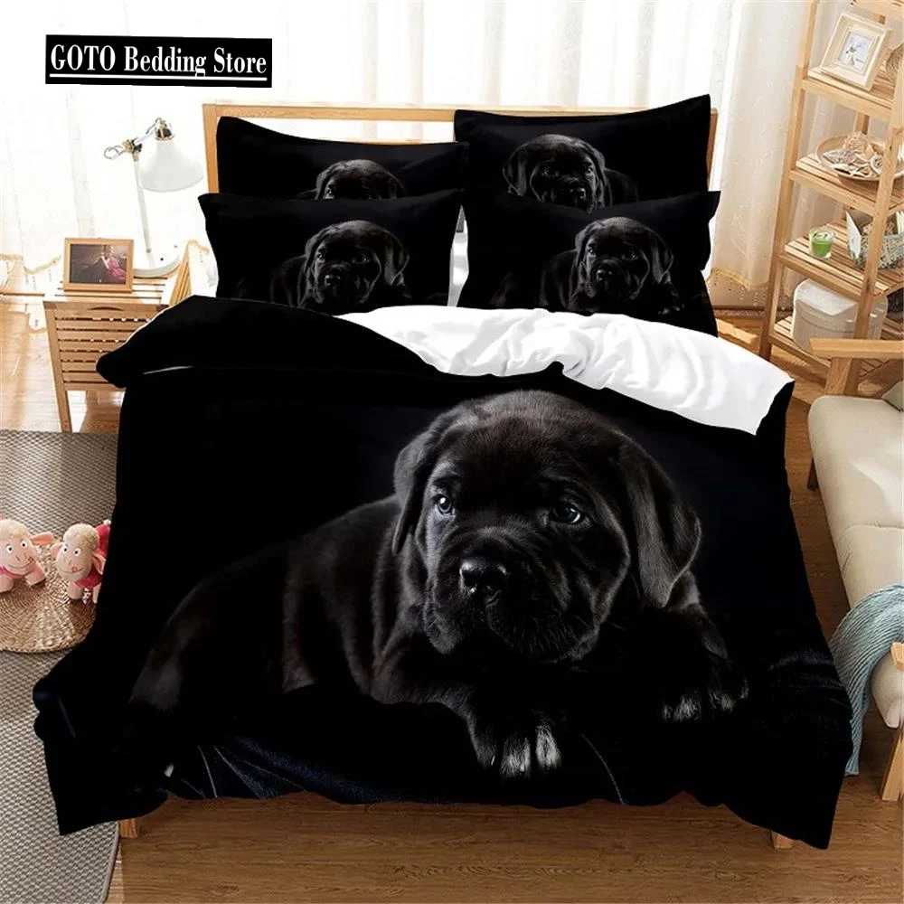 

3D Animal Theme Bedding Set Queen Size Black Dachshund Duvet Cover Set Cute Pug Dog Printed Comforter Cover For Kids Teen Boys