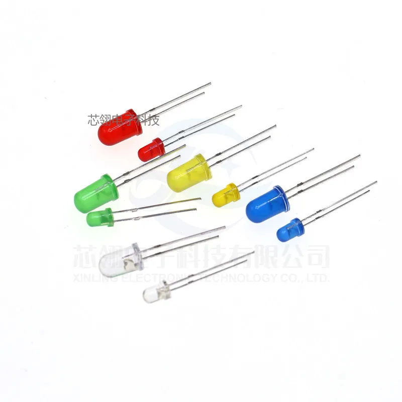 100/60 pieces 3mm 5mm LED lights, white, yellow, red, green, blue various kits DIY LED kits, electronic kits DIY component packs