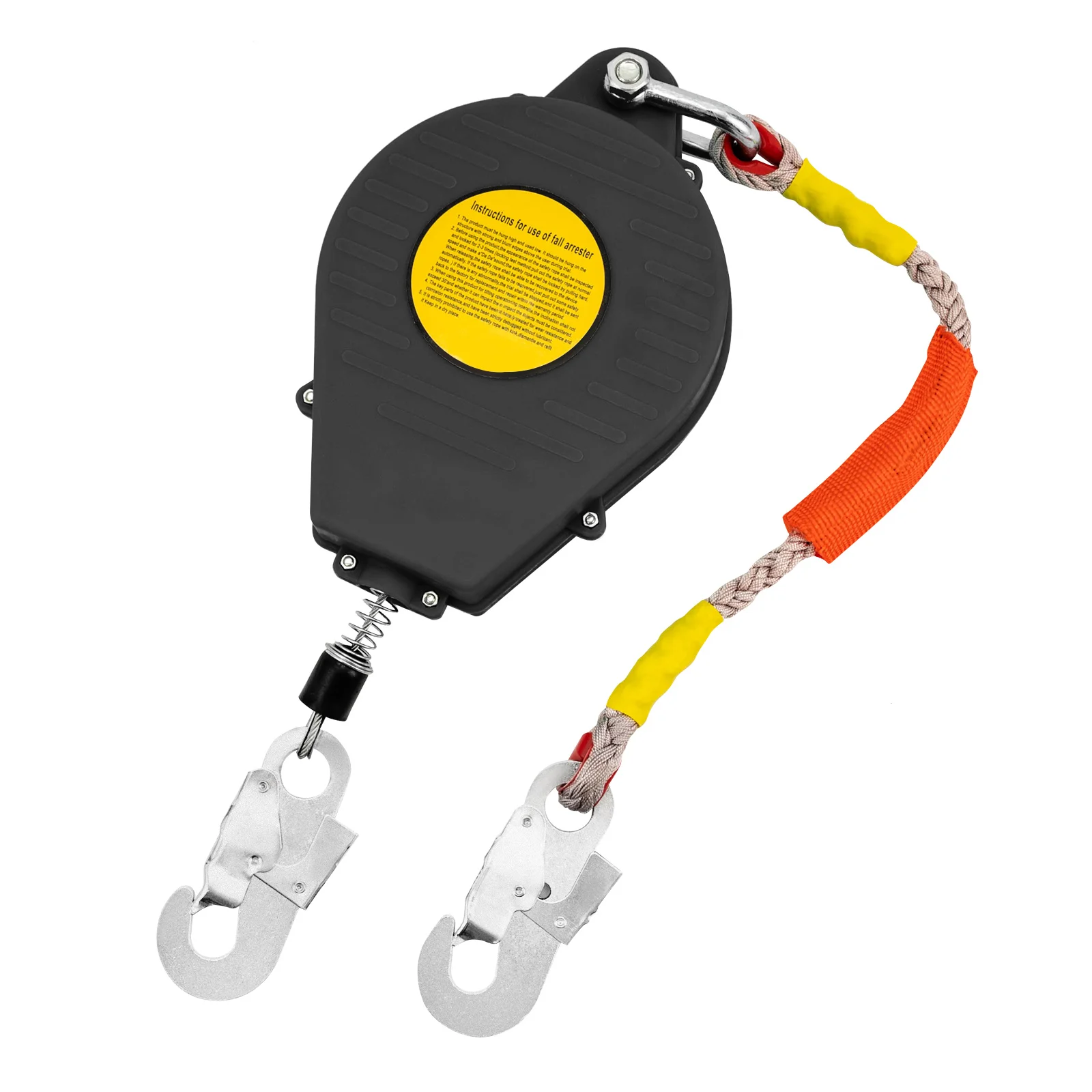 15M Safety Fall Arrester Self-Retracting Lifeline Anti-ratchet Dual Disc Braking System Black/Green