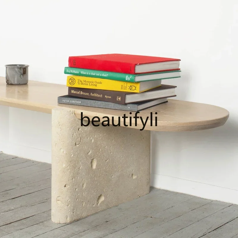 Simple solid wood model room living room creative long oak low table