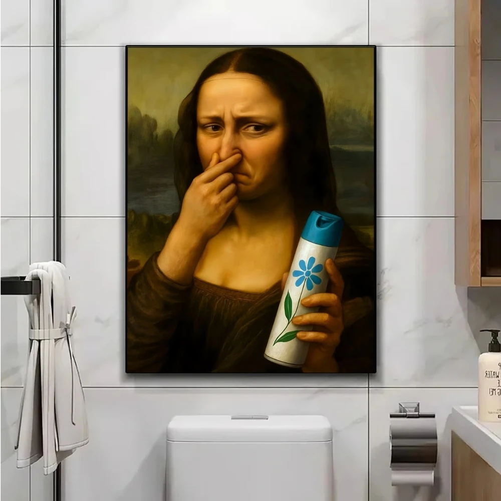 Piece Mimics Mona Lisa Covering Poster HD Art Stickers Self-Adhesive Painting Modern Home Decor For Bedroom Wall Decals Gift