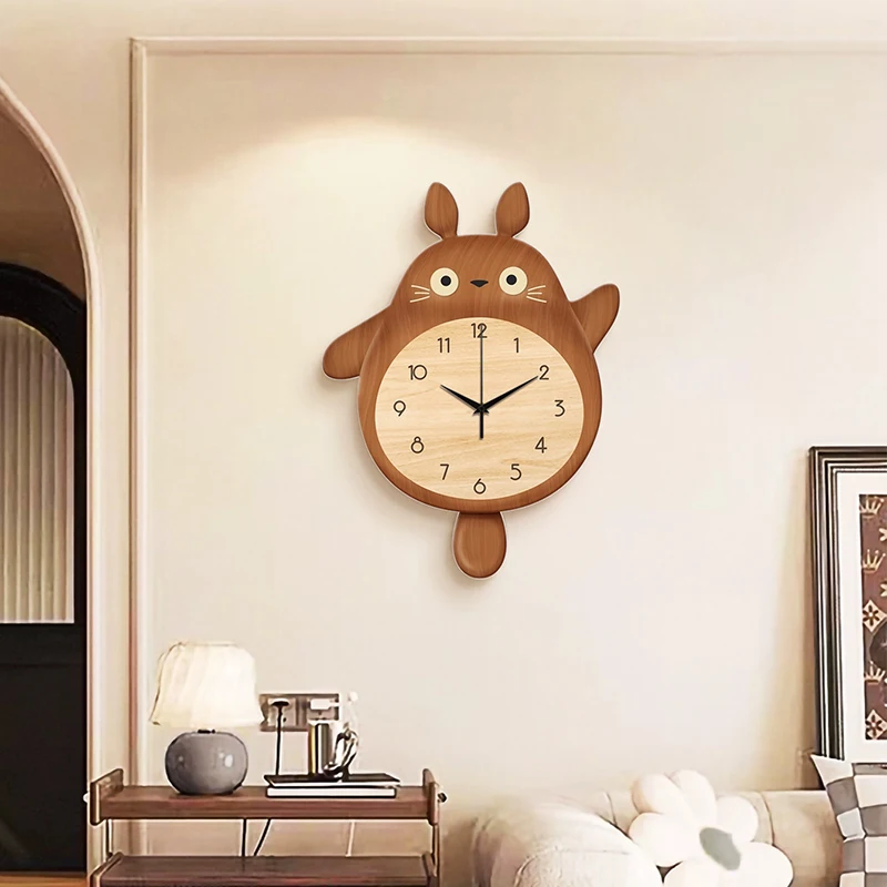 Cartoon Katze Design Hängende Uhr Holz Farbe Sway Wanduhr Dekorative Malerei Uhr Restaurant Wand Dekoration