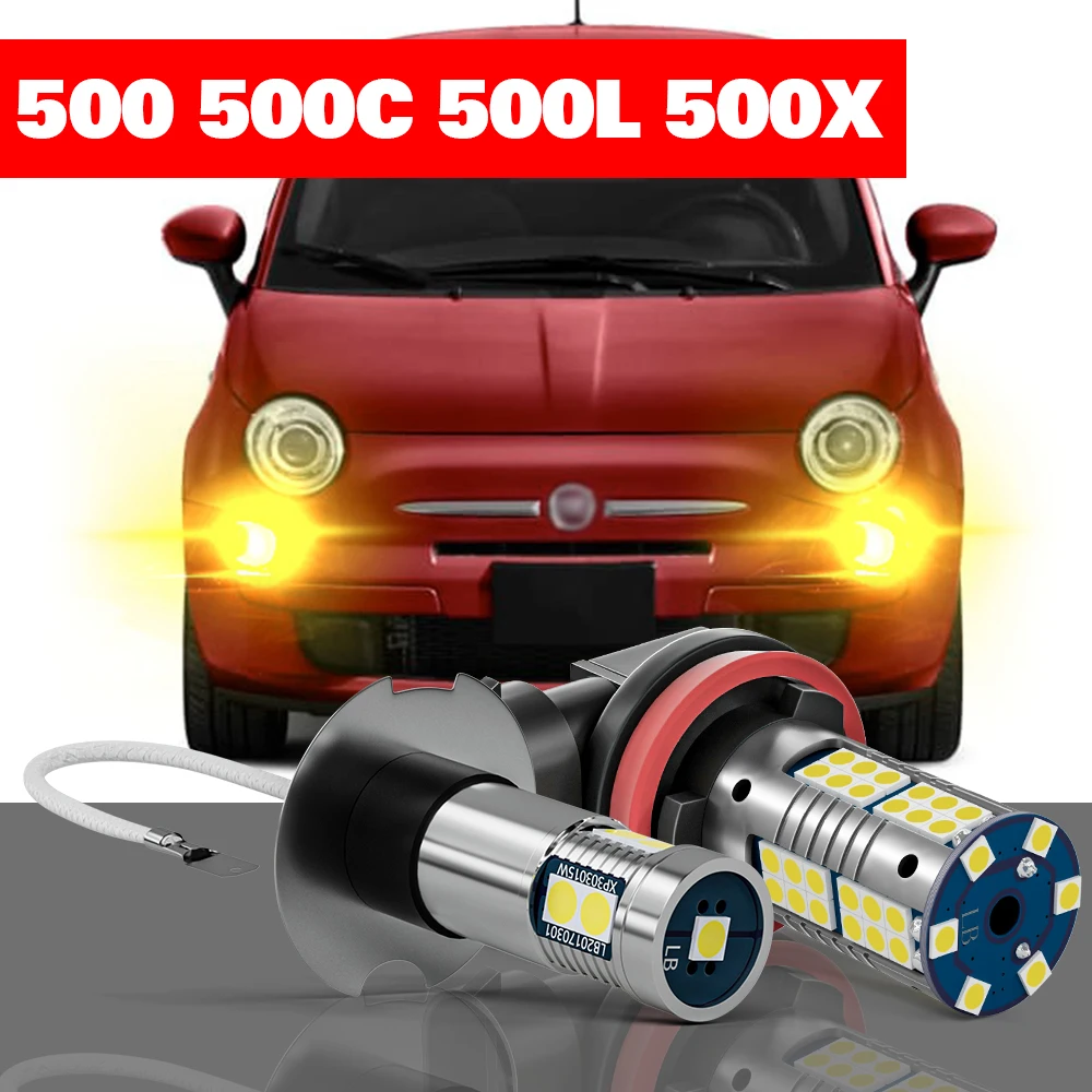 

For Fiat 500 500C 500L 500X 2007-2018 Accessories 2pcs LED Fog Light 2008 2009 2010 2011 2012 2013 2014 2015 2016 2017