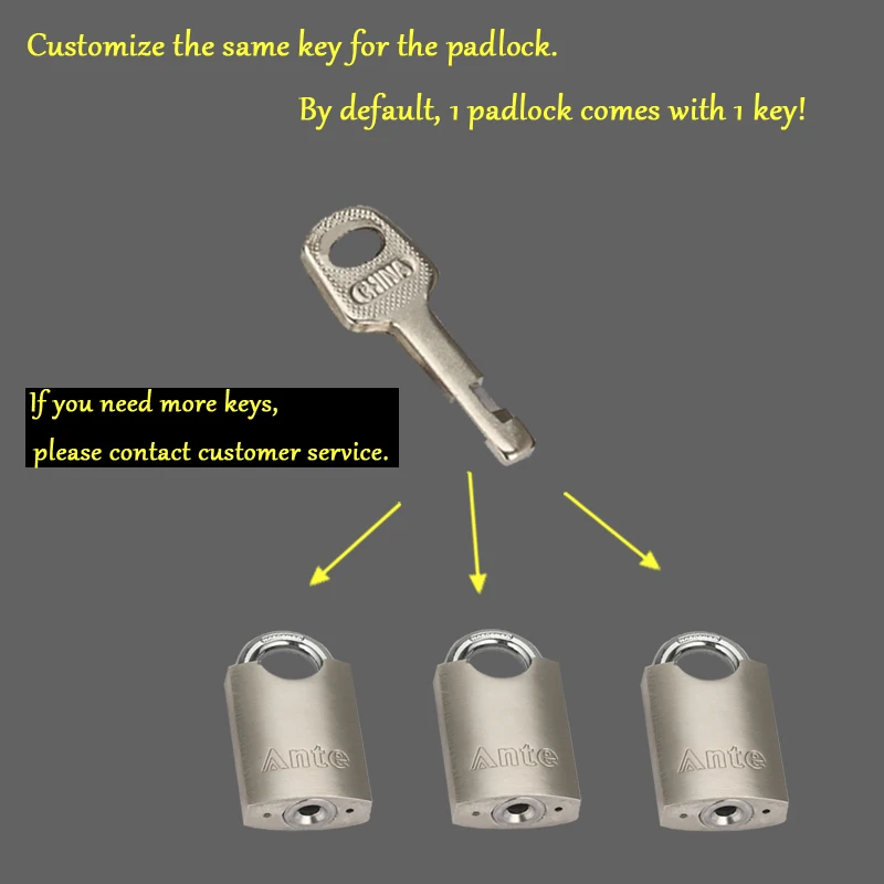 Customize The Same Key To Open All Padlock,Solid Arc Disc Padlock Stainless Steel Shackle PadLock Gym Door Locks 40/50/80mm
