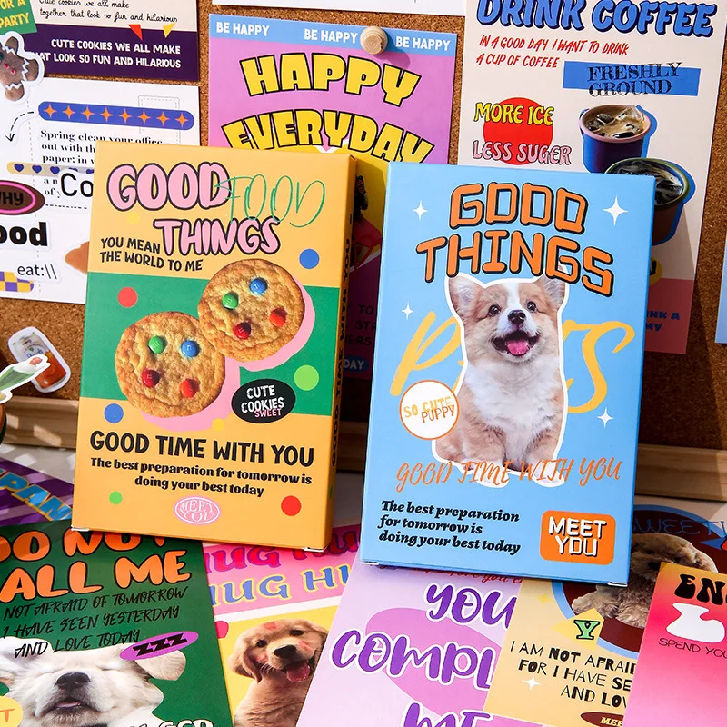 30Sheets American Retro Cute Animal English Postcard Birthday Anniversary Party Invitation Letter Message Folding Greeting Card