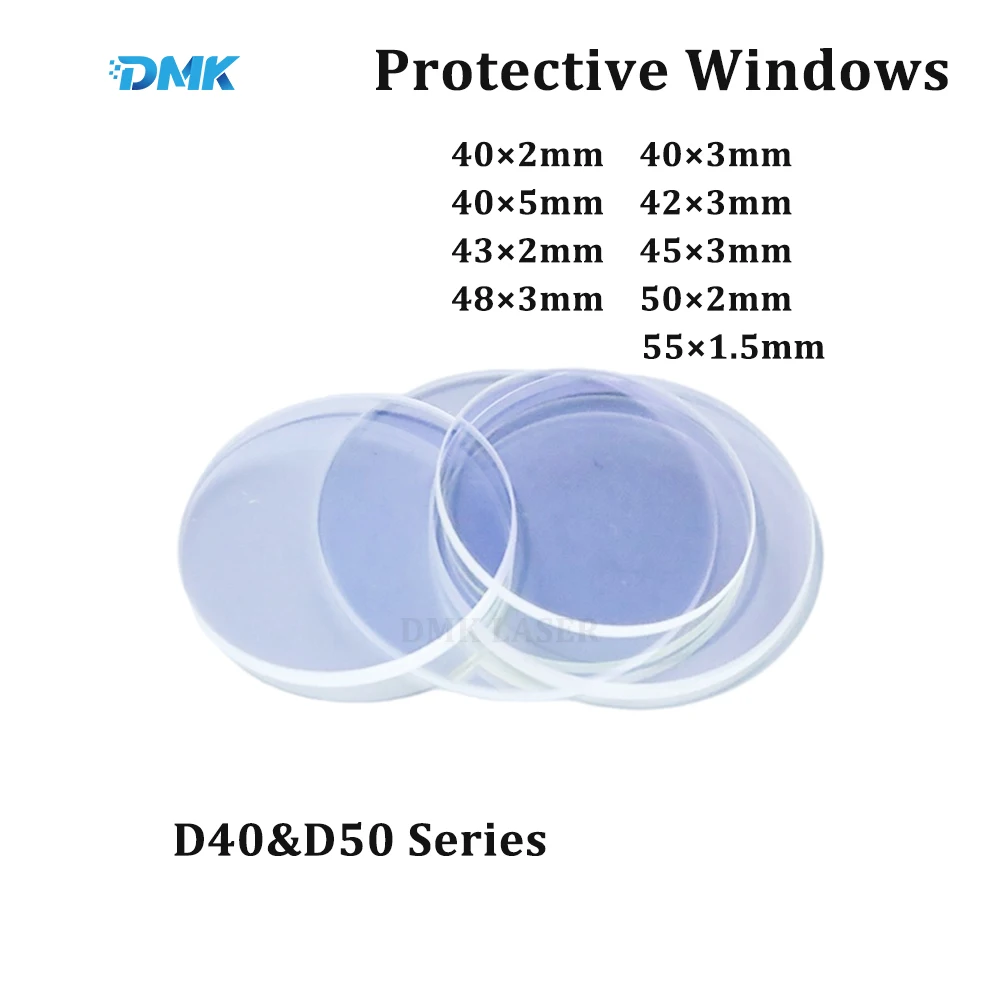 Fiber Laser Protective Windows D40&D50 Series 40*2/40*3/50*2/55*1.5 Laser Head Lens