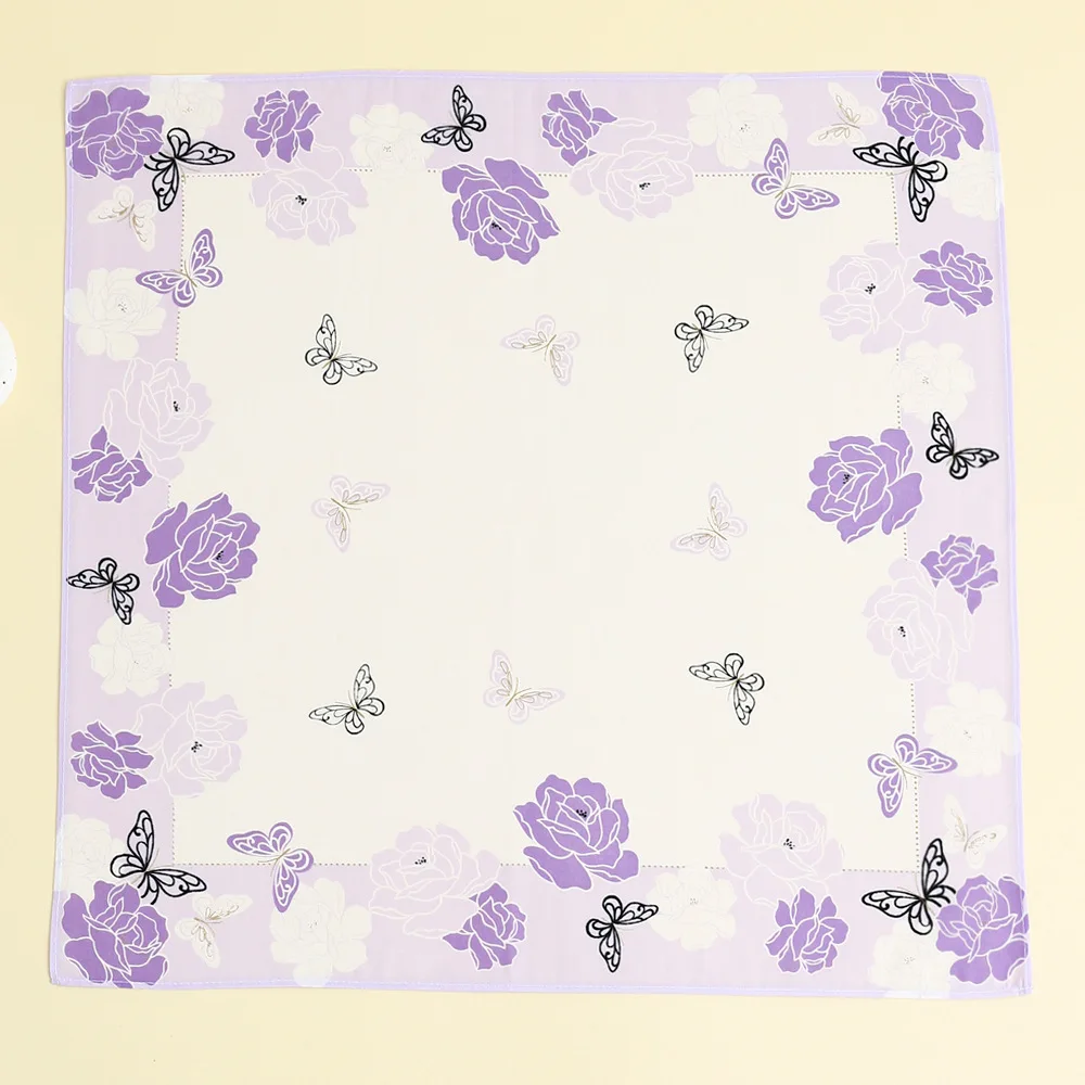 3/6Pcs Combed Pure Cotton Color Printed Women's Handkerchief Japanese Small Fresh Sweat Wipe 43CM