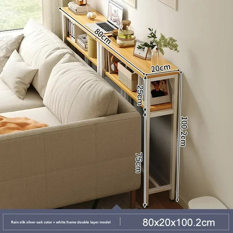 Estante de partición larga multifuncional para sala de estar, mesa de almacenamiento trasera para cama, espacio para sofá, mesa lateral estrecha, muebles que ahorran espacio