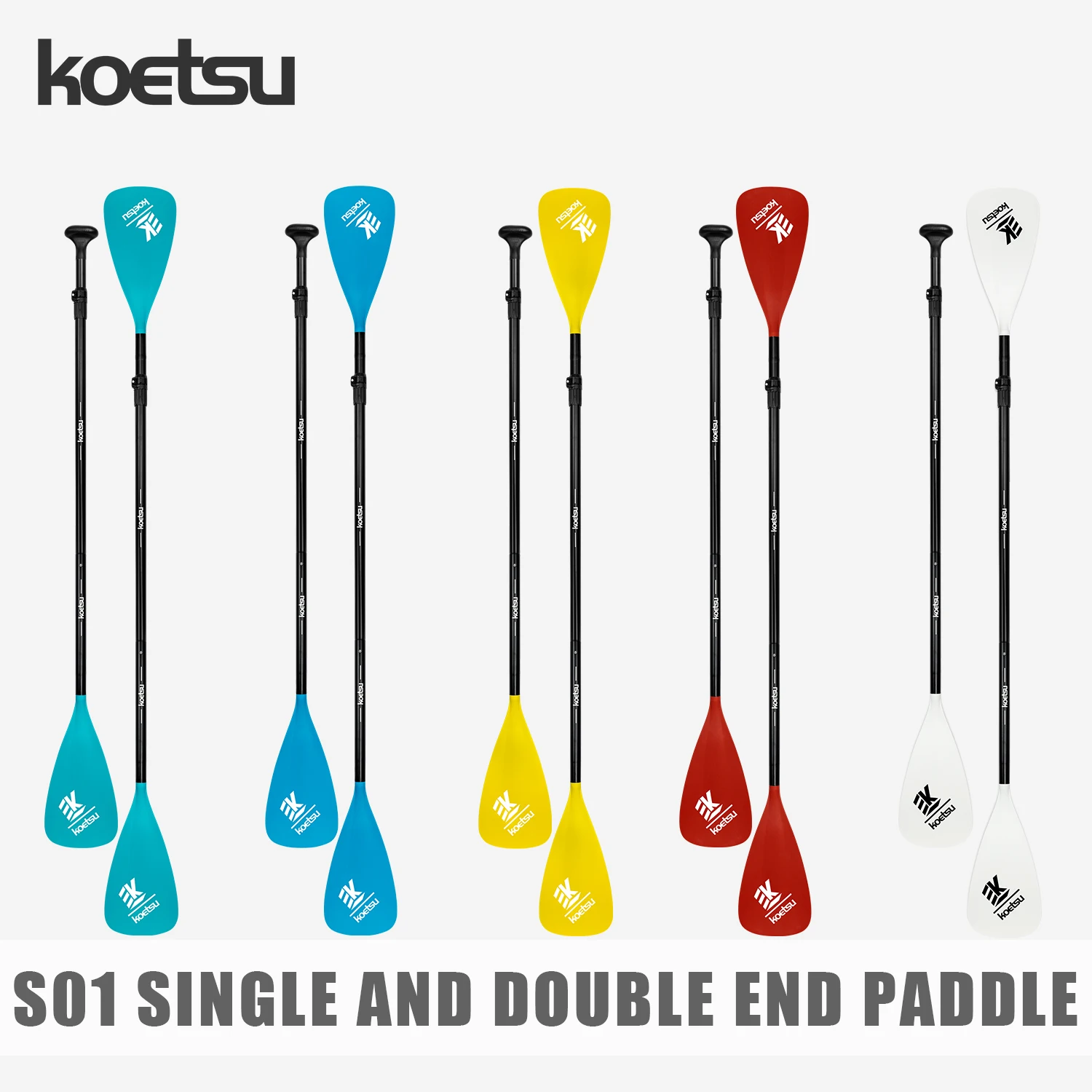 KOETSU Colorful Paddle Blades, Dual-Head Aluminum Alloy Paddle for Single-Blade Paddling or Double-Blade Kayak Use