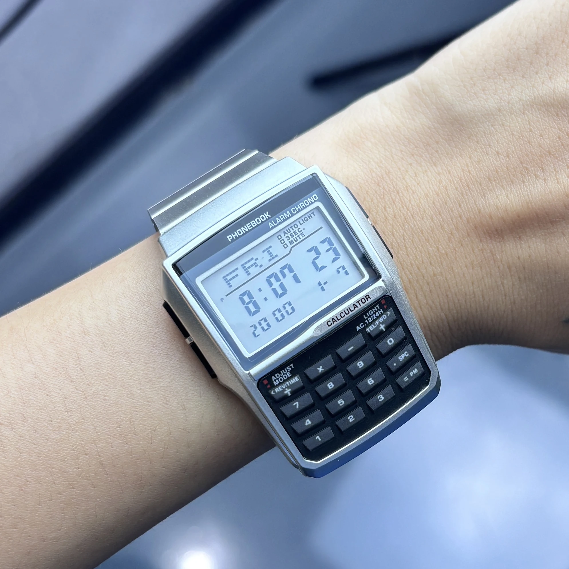 Men's Stainless Steel Strap Watch Multifunction LED Calculator Watch Plastic Case Men's Watch Military