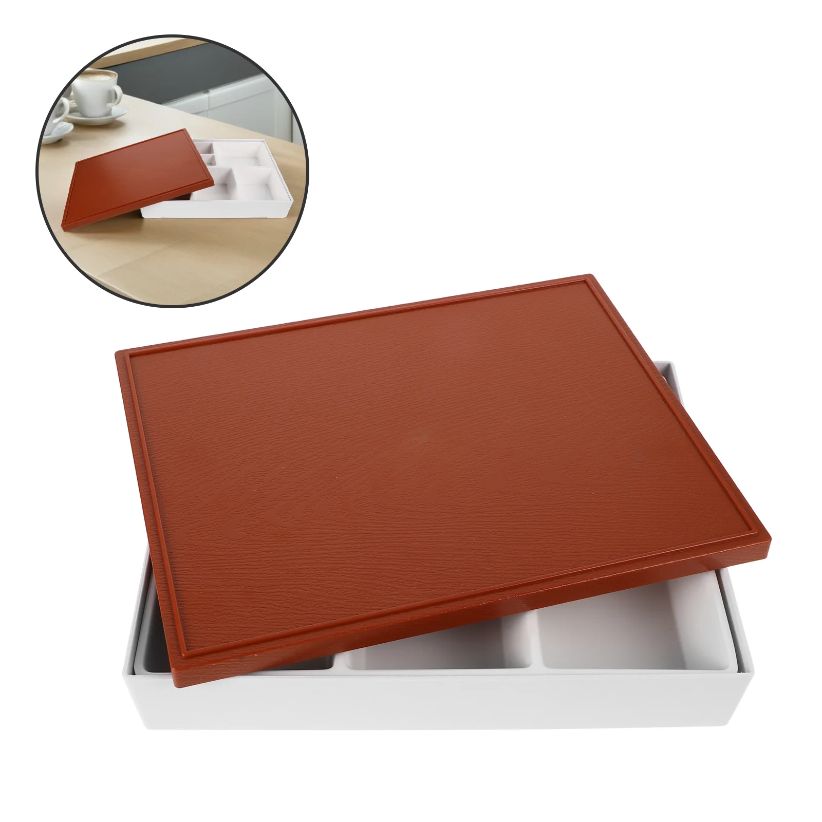 

Japanese Lunch Box Sushi Container 6 Compartments Rectangular Reusable Heat Resistant White Inner Business Bento Food Storage