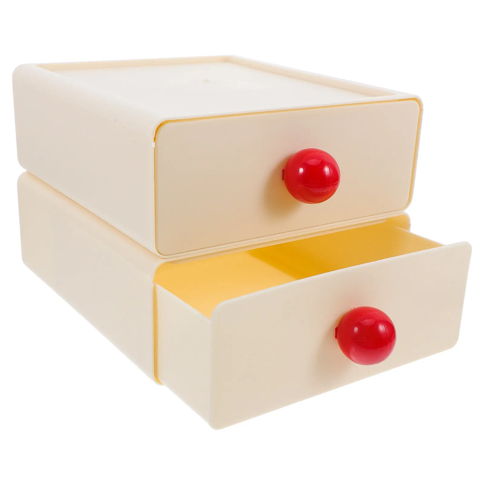 2Pcs Small Desk Organizer Cute Multi Compartment Storage Box for Stationery Office Accessories Desktop Stackable Organizer Set