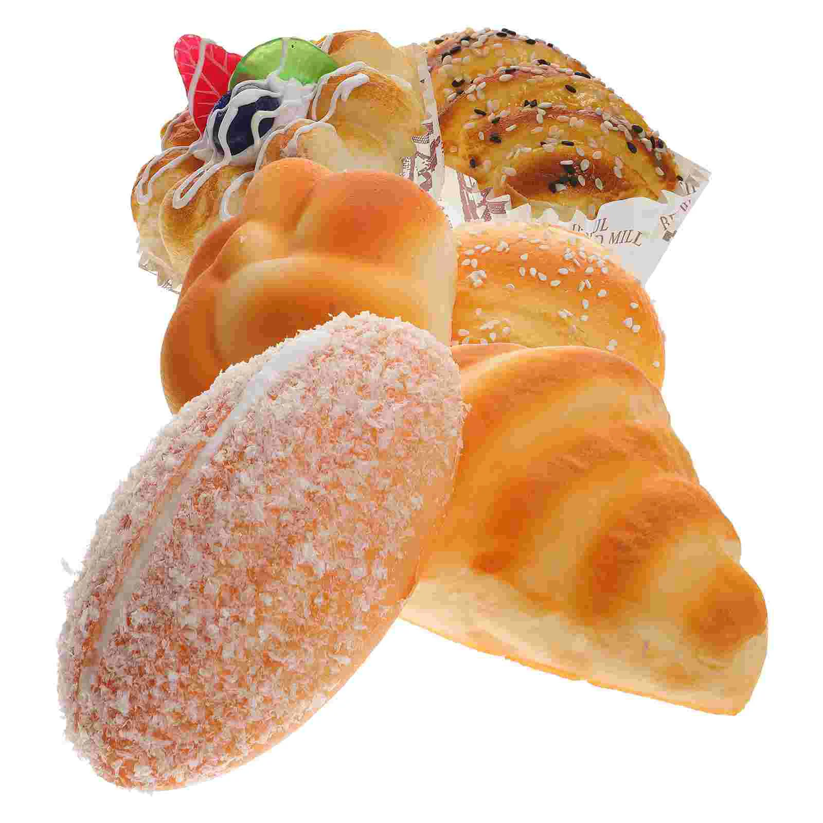 

6 Pcs Simulated Bread Food Toy Fake Simulation Cake Model Decorate Pu Tots Toys