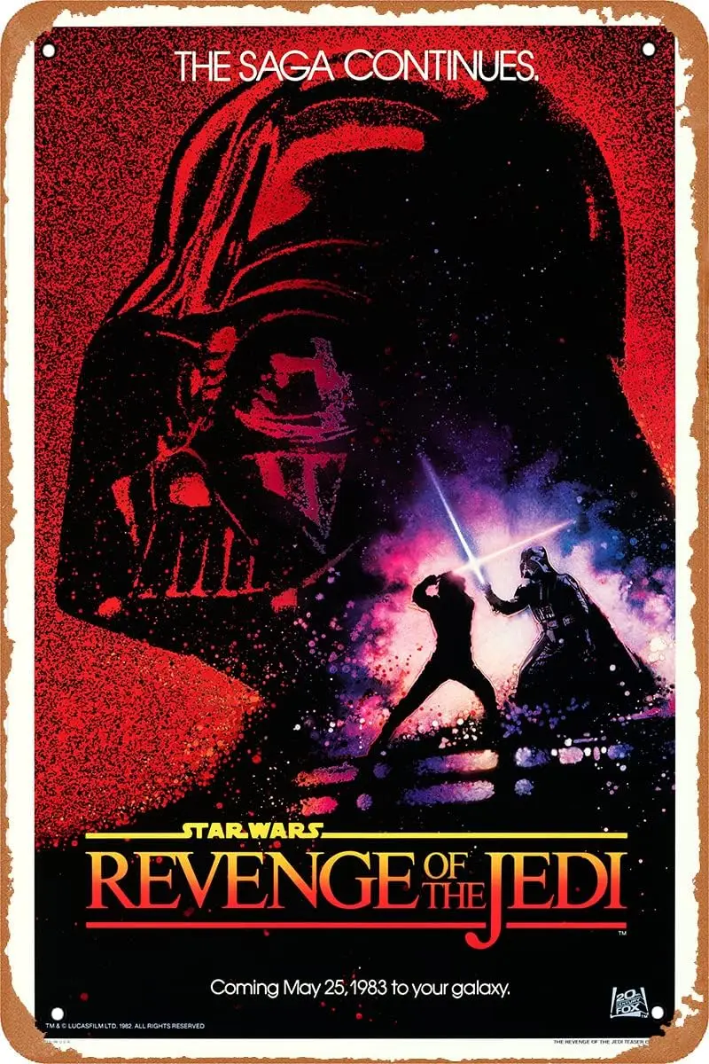 Seadlyise Revenge of The Jedi 1982 Horror Movie Poster Vintage Metal Tin Sign Retro Style Wall Plaque Decoration Gifts for Men W