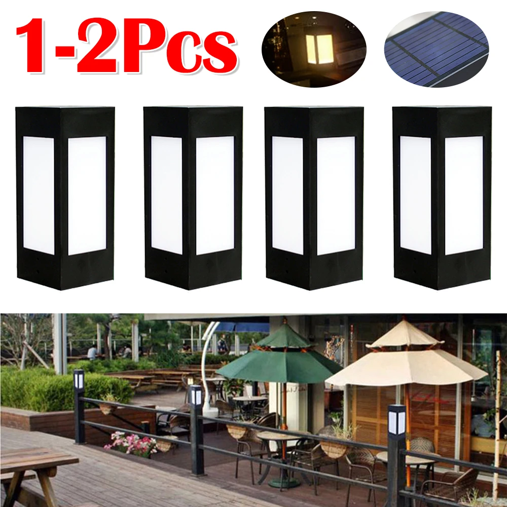 1-2Pcs 8LED Post Caps Solar Light Square Solar Gate Pillar Lights Waterproof Villa Garden Light Home Decor for Outdoor Lighting