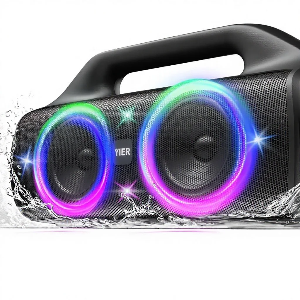 

YIER 80W Peak Portable Wireless RGB Lighted Stereo For 5.3 IP67 Waterproof Deep Bass Outdoor Speaker Dual Pairing Home