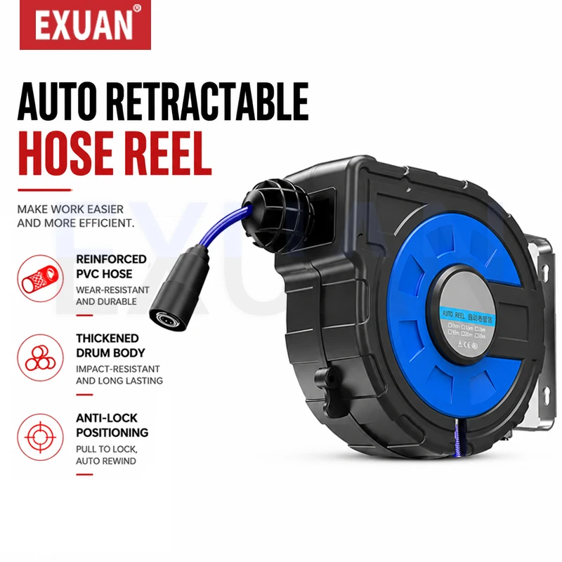 Automatic Retractable Hose Reel Air Drum Durable Air Pipe for Car Beauty Repair Pneumatic Tool Compatible with Air Compressor