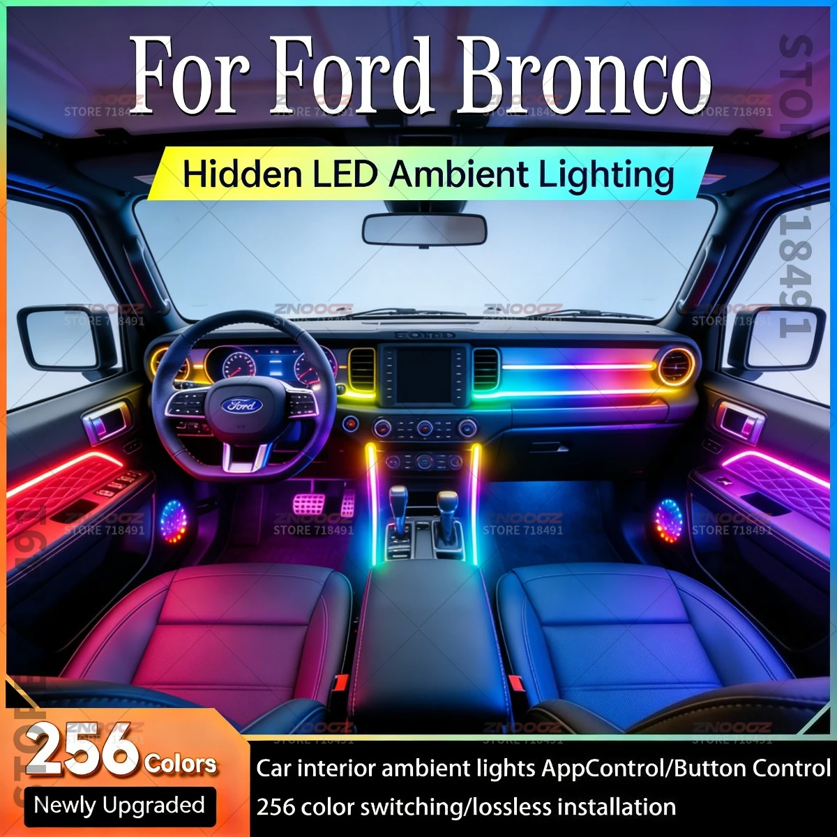 

22in1 RGB Car Interior Acrylic Car Ambient Lights RGB Hidden Acrylic Strip Decoration Atmosphere Accessories For Ford Bronco