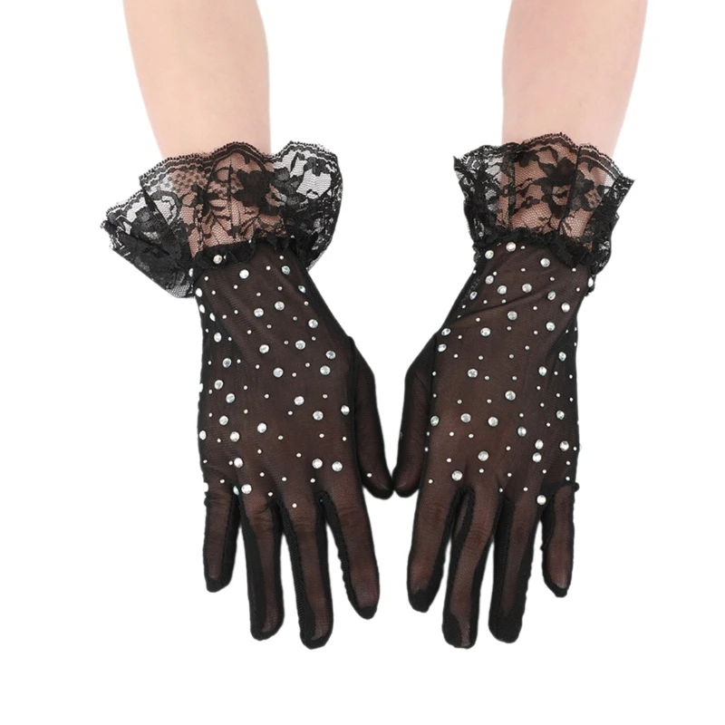 

Jeweled Diamante Gloves Jeweled for Operas Prom for Women and Girls 1920s Theme Musical Operas Dancing Supplies