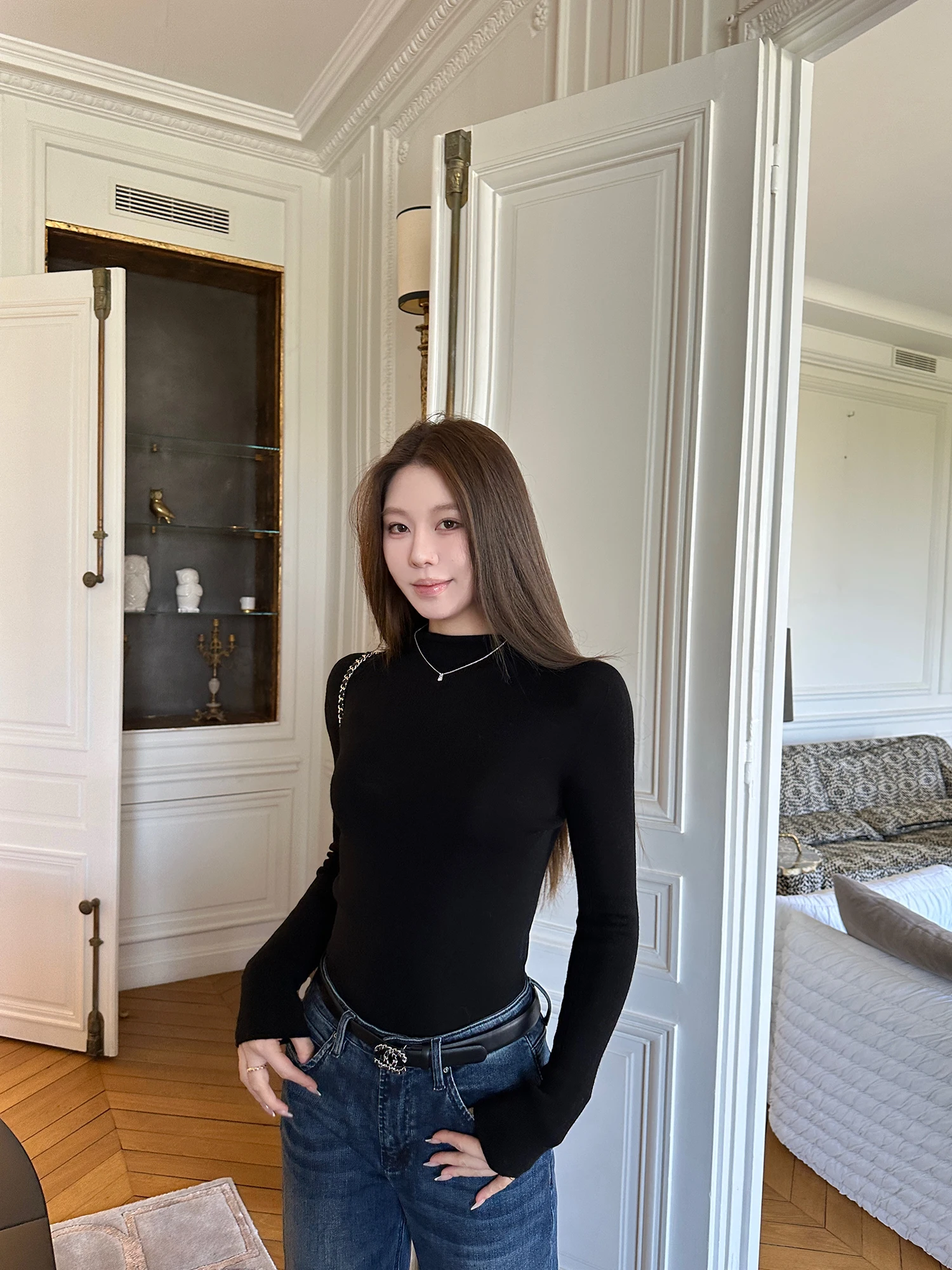 

Женский трикотажный шерстяной топ с высоким воротом Quali Assurance 3D для осени и зимы