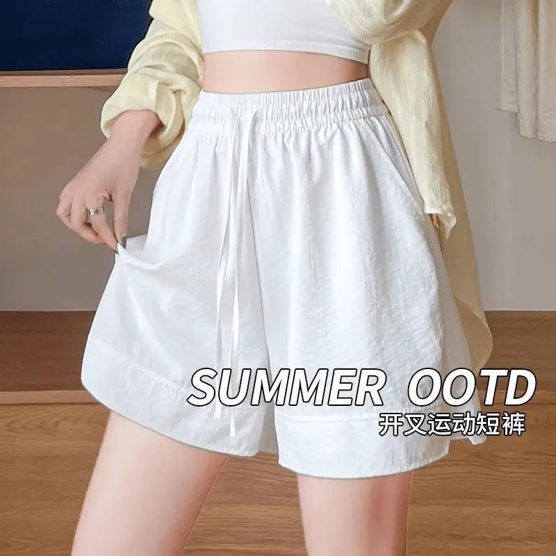 반바지 여성용 미니멀리스트 심플 일상 스트라이프 린넨 혼방 부드럽고 편안한 하이웨이스트 가벼운 캐주얼 릴렉스 핏