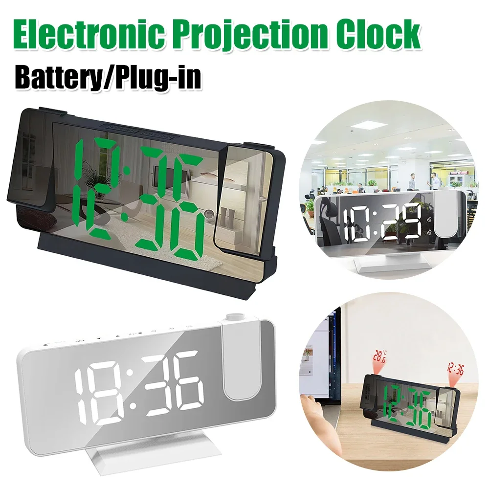 دوران العارض ساعة السقف شاشة كبيرة الخلفية غفوة ساعة ذكي مضيئة LED منبه رقمي لغرفة النومCar #1