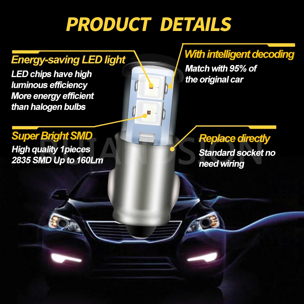 4Pcs BA7S T7 LED Bulb Auto Interior Instrument Panel Lamp Car Dashboard Light 12V Blue White Yellow 4300K Green Red Waterproof