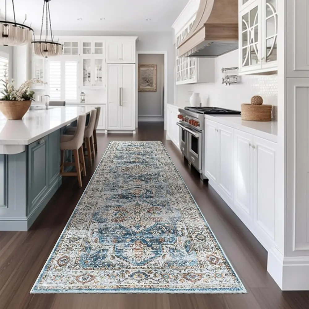 

Runner Rug 2X8, Washable Hallway Runner Rugs, Non-Slip Low-Pile Soft Kitchen Rug Runner Laundry Room Rug, Vintage Throw Entry
