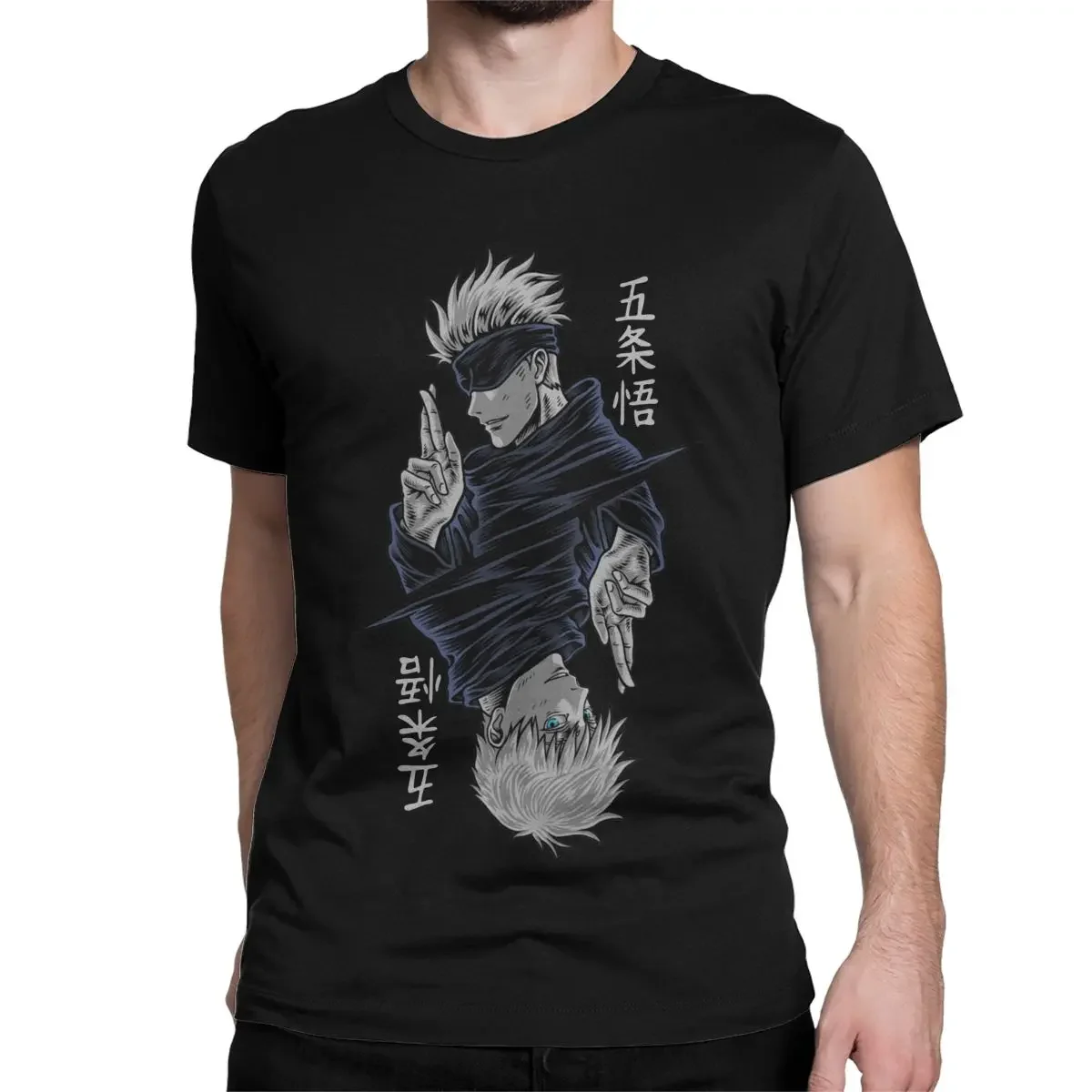 Men's T-Shirts manga Gojo Satoru Jujutsu Kaisen Vintage 100% Cotton funny Tee Shirt Short Sleeve Anime T Shirts Clothing Gift