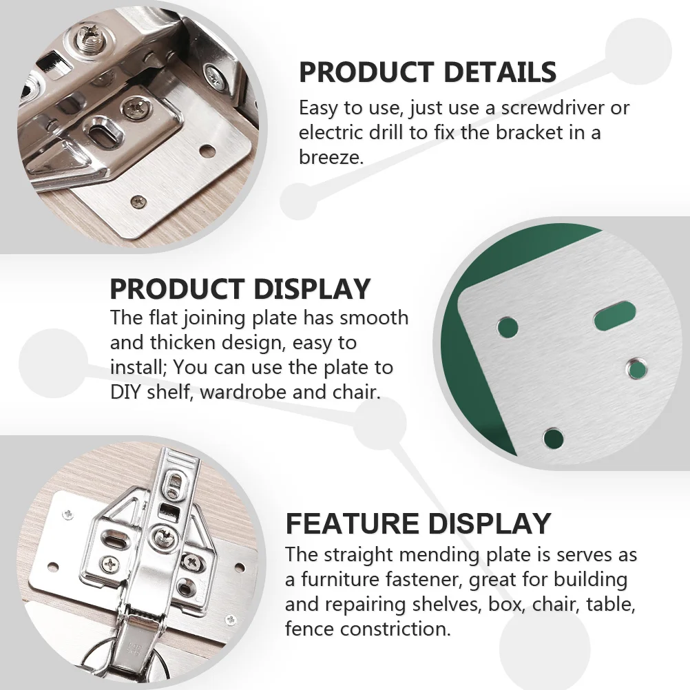 

10pcs Stainless Steel Mending Plate Repair Bracket For Furniture Hinge Shelves Cabinets Diy Joining Hardware Fixing Kit