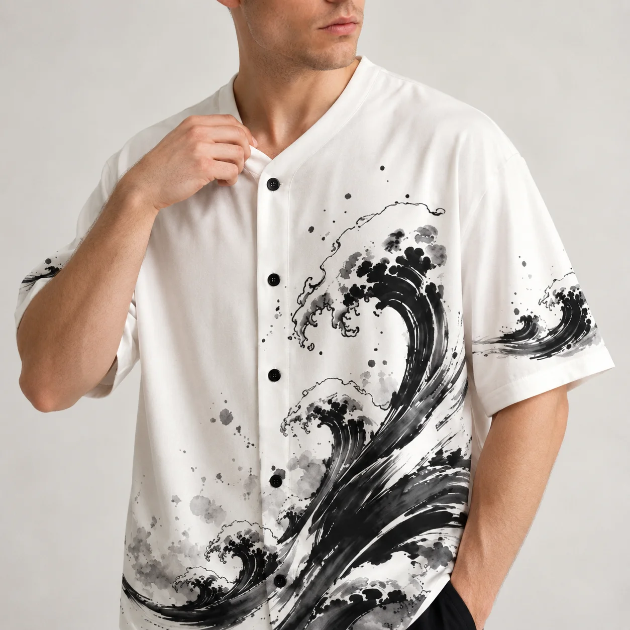 

Men Baseball Jersey Shirt Short Sleeve Button Down Graphic Tee Loose Fit Summer Streetwear Casual Oversized Shirt for Men