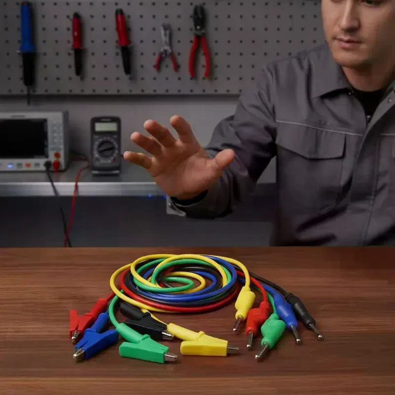 4MM Banana Plug Alligator Clip Test Leads 10A Rated Heat Resistant Multimeter Accessory for Power Supply Debugging