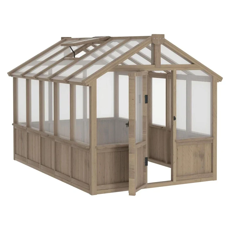 Wooden outdoor large sun room Solid wood outdoor greenhouse Wooden household plants Flower pot house