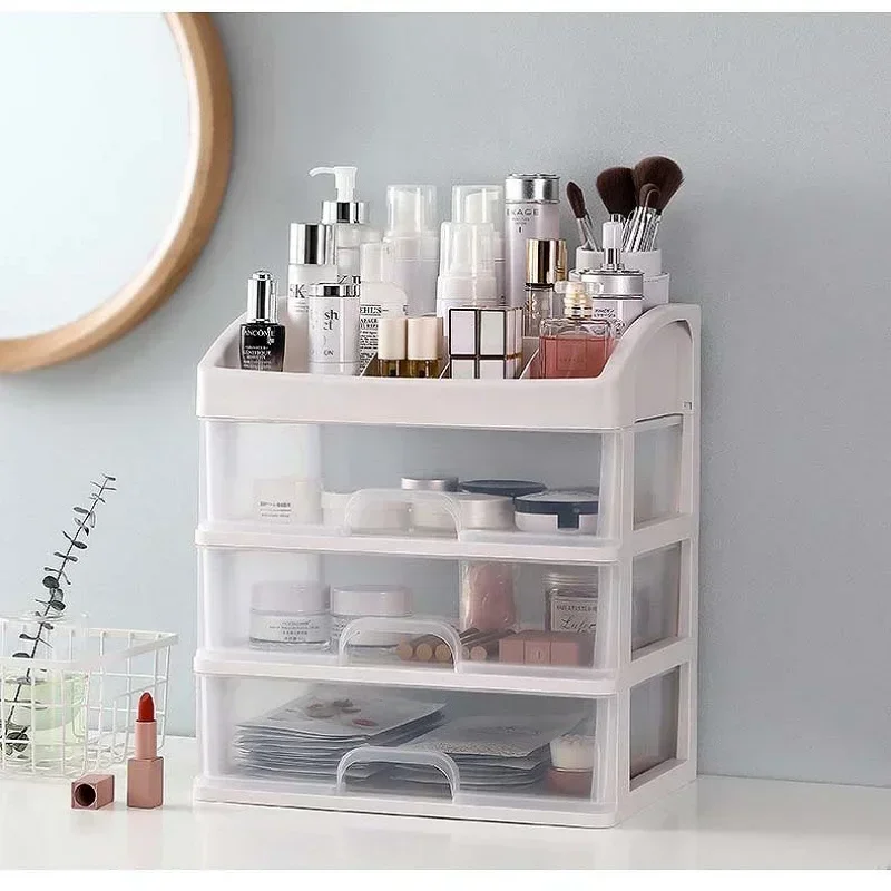 Plastic makeup storage box with drawers - a multifunctional makeup storage box for jewelry, brushes, and beauty essentials