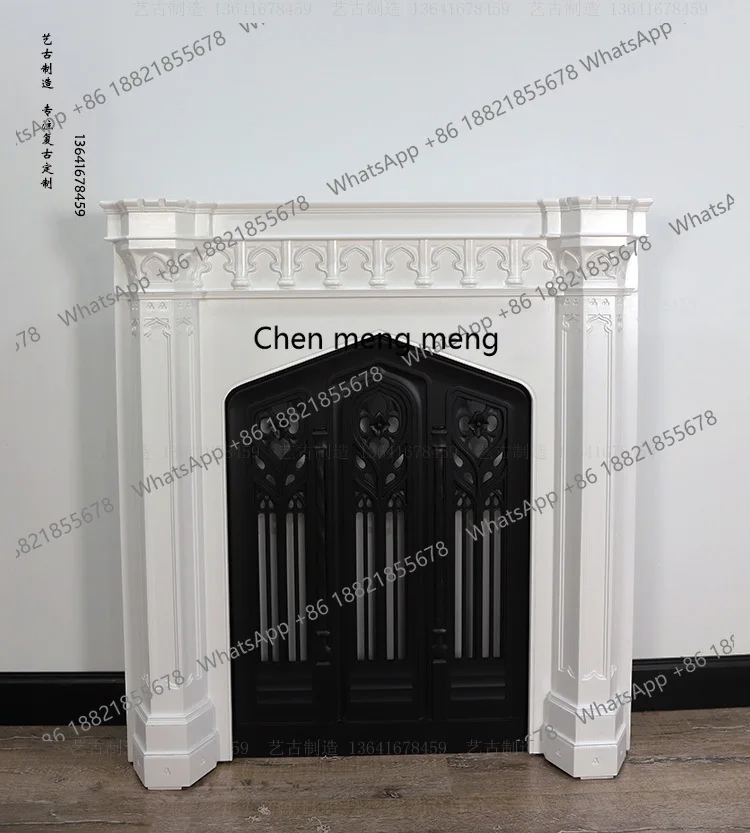 

European French, retro solid wood beige niche decorative mantel, furniture customization factory