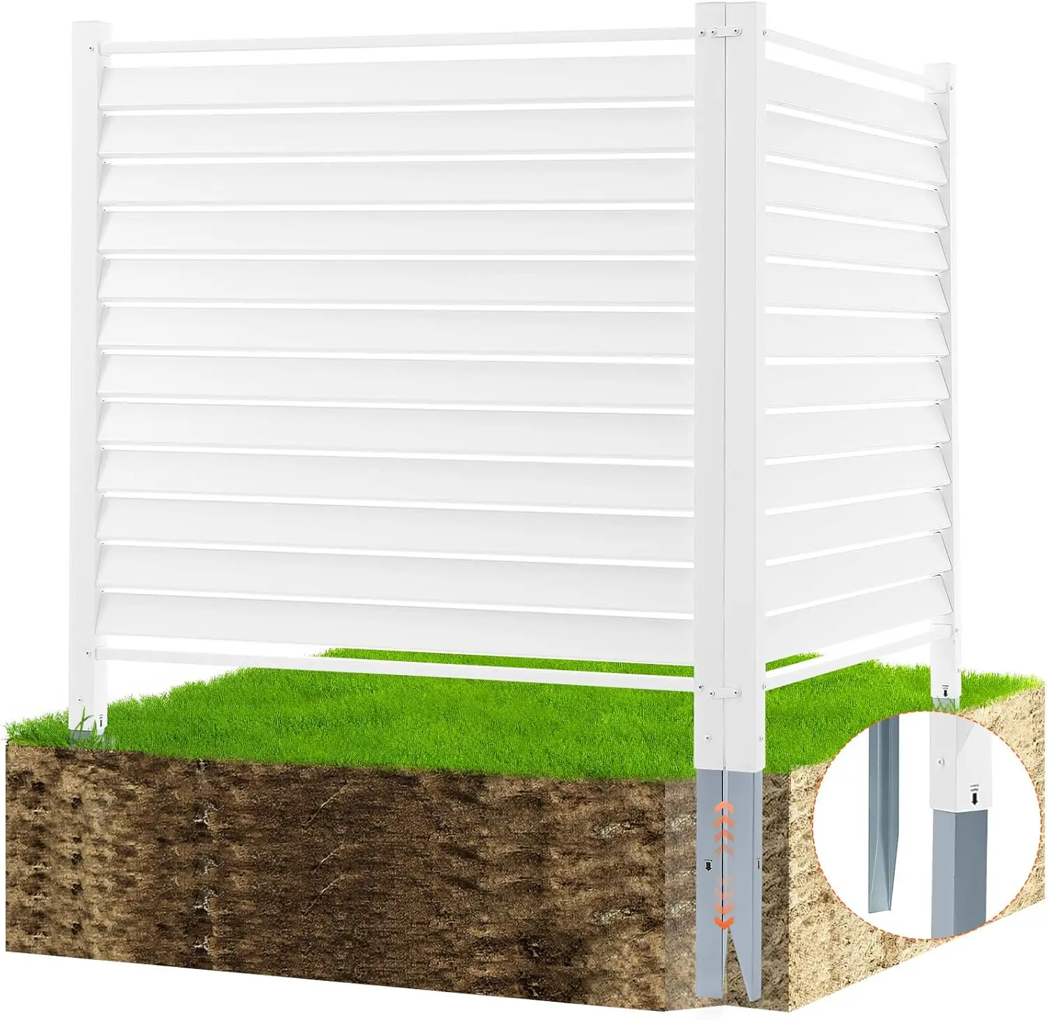 

48"W x 48"H Vinyl Privacy Fence Panels,Air Conditioner Fence,Outdoor Privacy Screens Screen Kit With Louvered Panels (2 Panels)