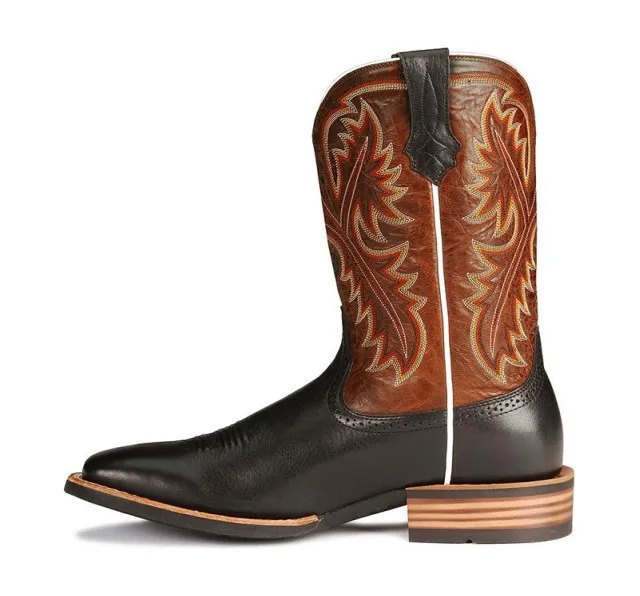 Retro-Stickerei Western-Stiefel für Herren, Schwarz-Braun, Cowboy-Piratenstiefel, Handgefertigt, Unisex, Elegante Reit- und Outdoor-Schuhe – Detail 3