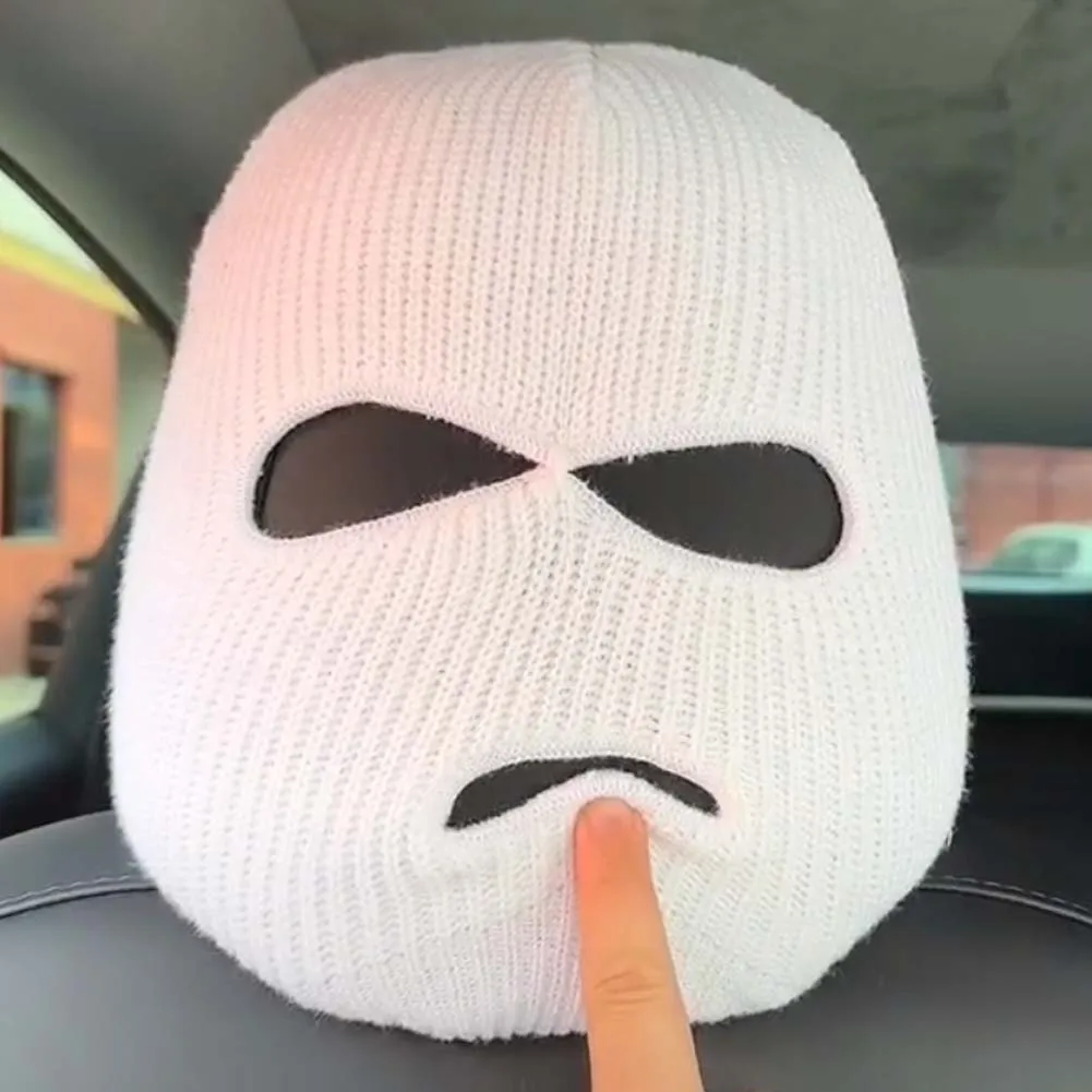 Car Seat Headrest Cover Balaclava 3Hole Mask Full Cover Halloween Styling Car Decoration for Tesla BMW Benz - Image 4