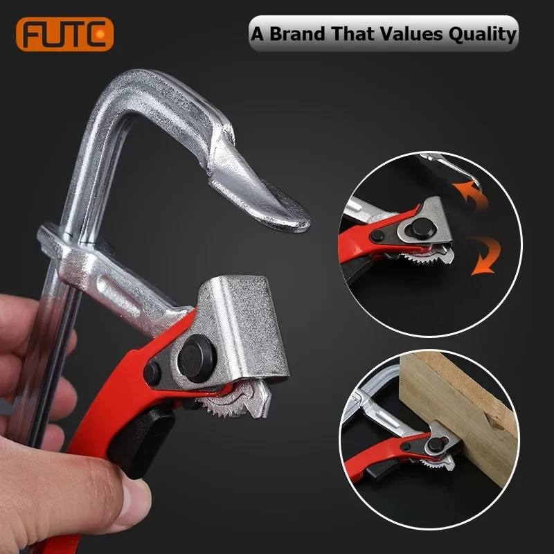 

FUTE Ratchet Quick F Clamp Luxury Carpenter Quick Clamping Woodwork Hand Tool CRV Alloy Handle Integrated Molding 160/200/300