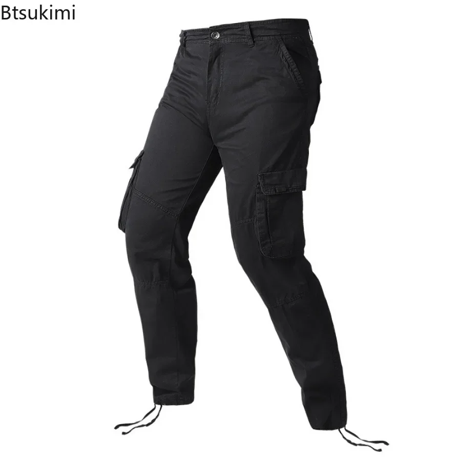 New 2025 Men's Casual Cotton Cargo Pants Outdoor Tactical Training Jogger Pants Men Multi-pockets Straight Solid Trousers Male