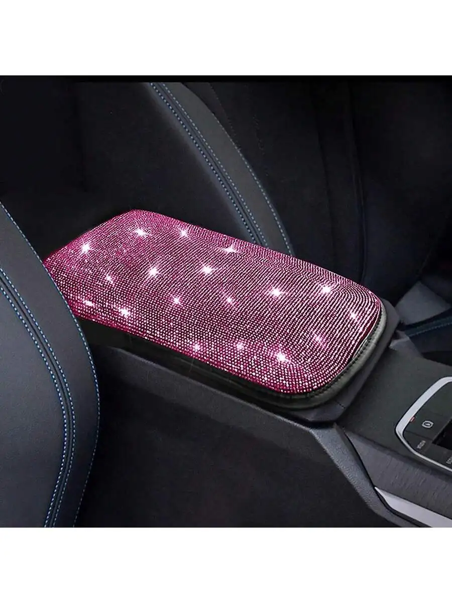 

Bling Pink Car Armrest Cover Accessories Set For Women Universal Fit