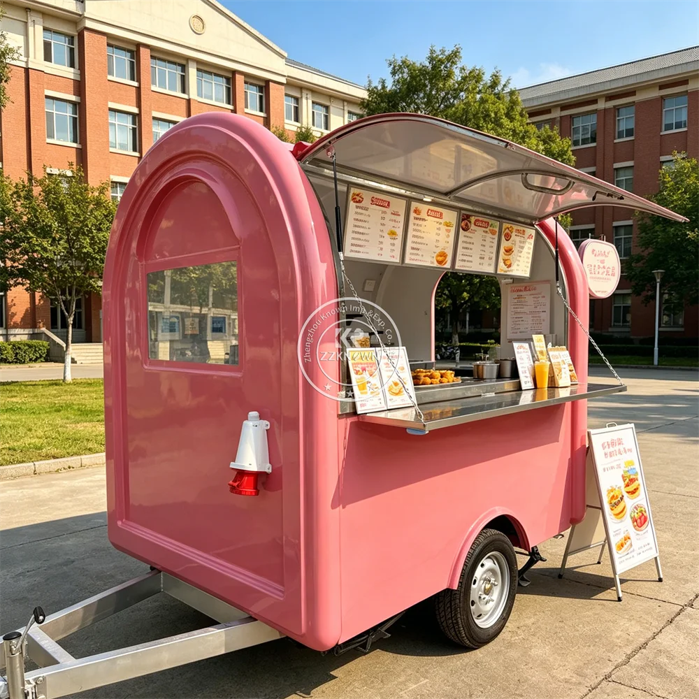 

CE Certified Outdoor Food Selling Truck Mobile Fast Food Van Street Catering Pizza Burger Food Trailer With Complete Kitchen