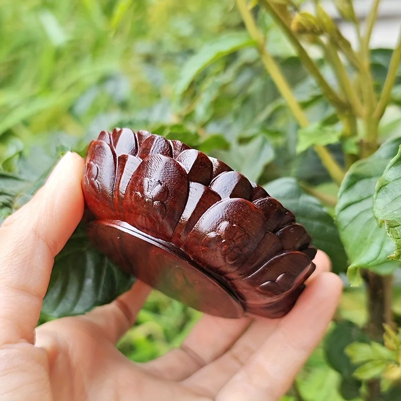 Hand-Carved Lotus Base Solid Wood Ornament, Natural Wood Zen-Style Living Room Tabletop Decoration, New Classical Home Crafts, Christmas and New Year Gift Collection