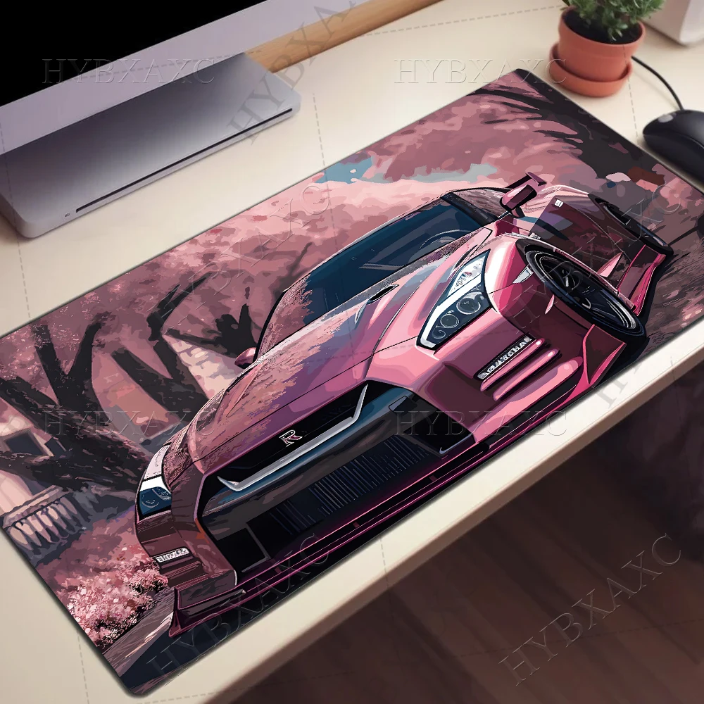 GTR Sports Car Mouse Pad XL Gaming Accessories Office Gamer Keyboard Desk Mat Non-Slip Laptop Large Pink Cherry Blossom Mousepad