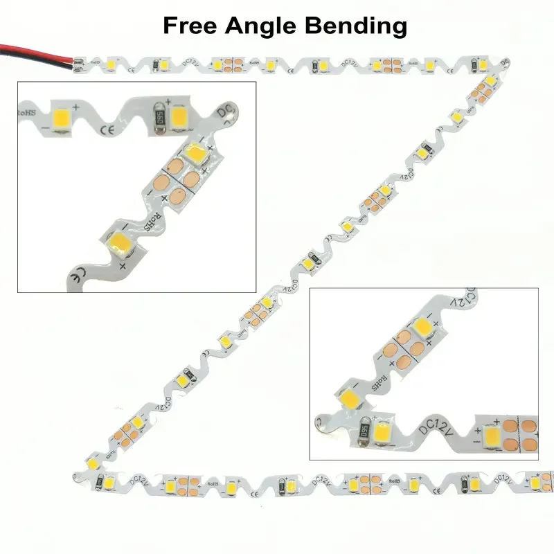 Tira de luces LED en forma de S de 12V 2835 60LED/m 120LED/m lámpara de tira de luz LED Flexible luz blanca cálida letra de canal doblado