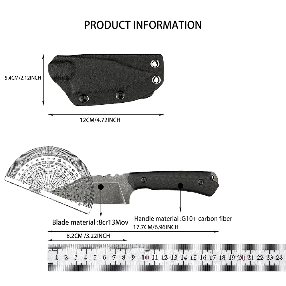 8cr13Mov صلابة عالية بقاء شفرة مثبتة سكين للتخييم الصيد فائدة متعددة الوظائف Bushcrafter التكتيكية سكين جيب #2