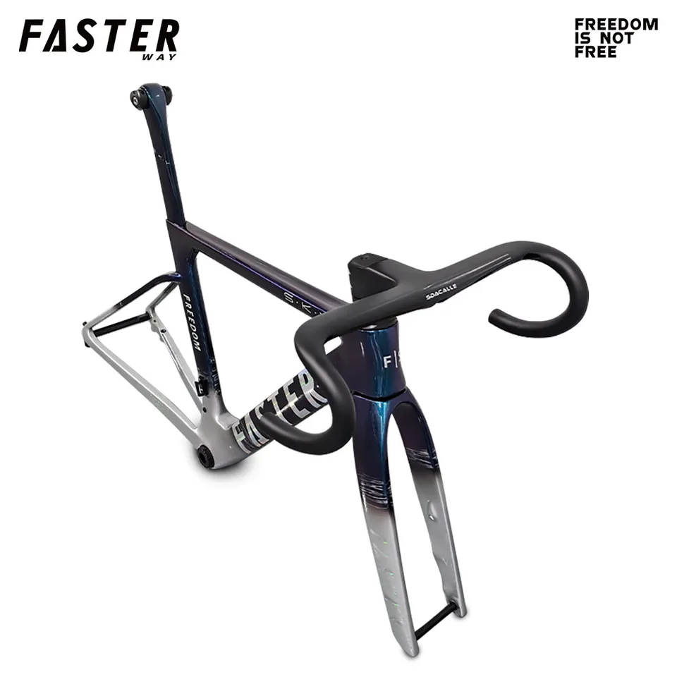 新品未使用　Fasterway Classic 中華カーボンフレーム リム　49 FASTERWAY Freedom Classic Carbon Road Bike Frame 52cm Silver Blue