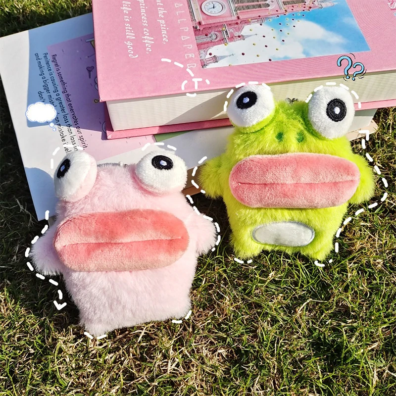 1pc Cute Sausage Mouth Frog Key Chain Cartoon Plush Doll Pendant Couple Key Ring Backpack Charms Car Bag Decor Christmas Gift view 3